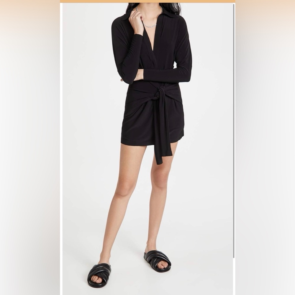 Norma Kamali Women's Mini Tie Front Dress